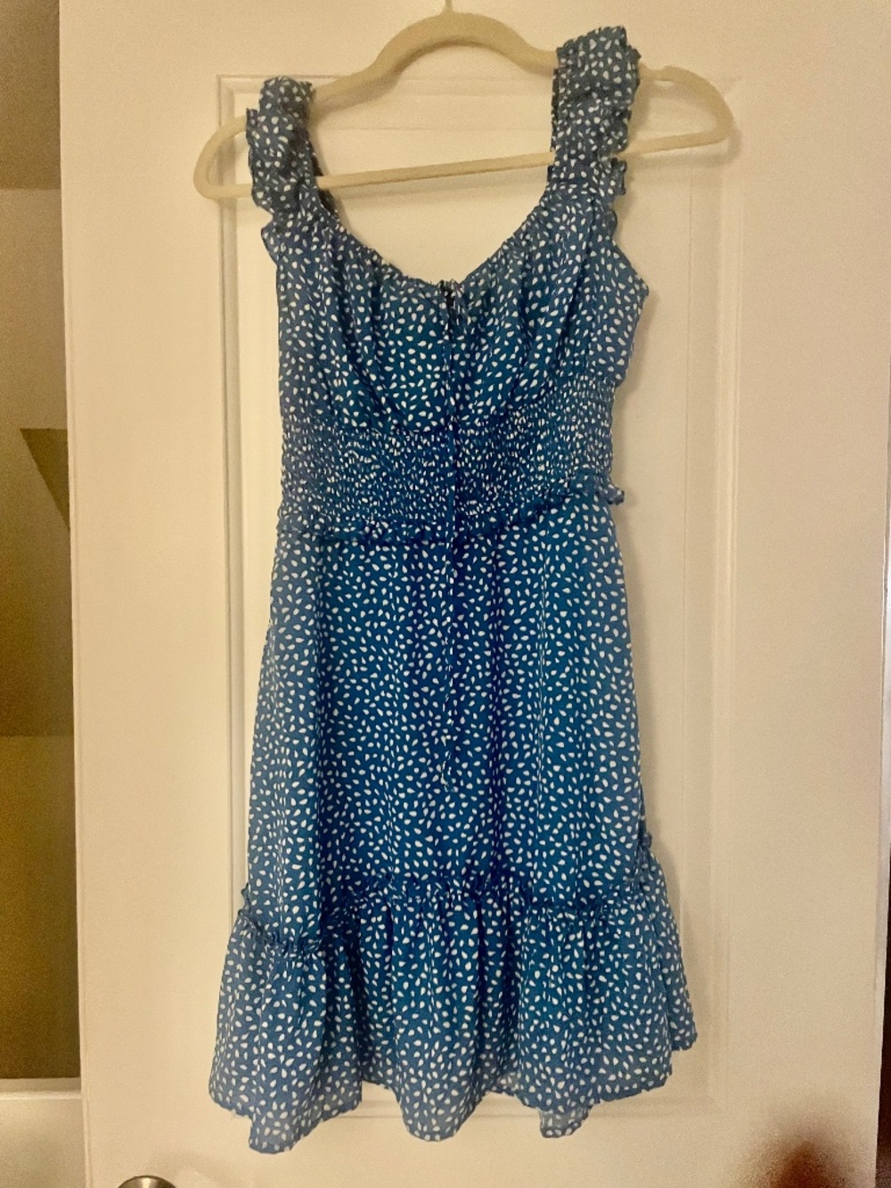 Blue Spotted Sundress with Ruffle Hem size small: perfect for Sorority Rush - Picture 2 of 6